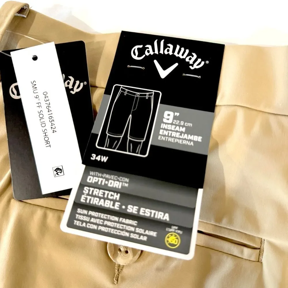 Callaway NWT Opti-Dri Stretch 9" Inseam Golf Shorts Chinchilla Tan - Size 34 - Picture 4 of 7